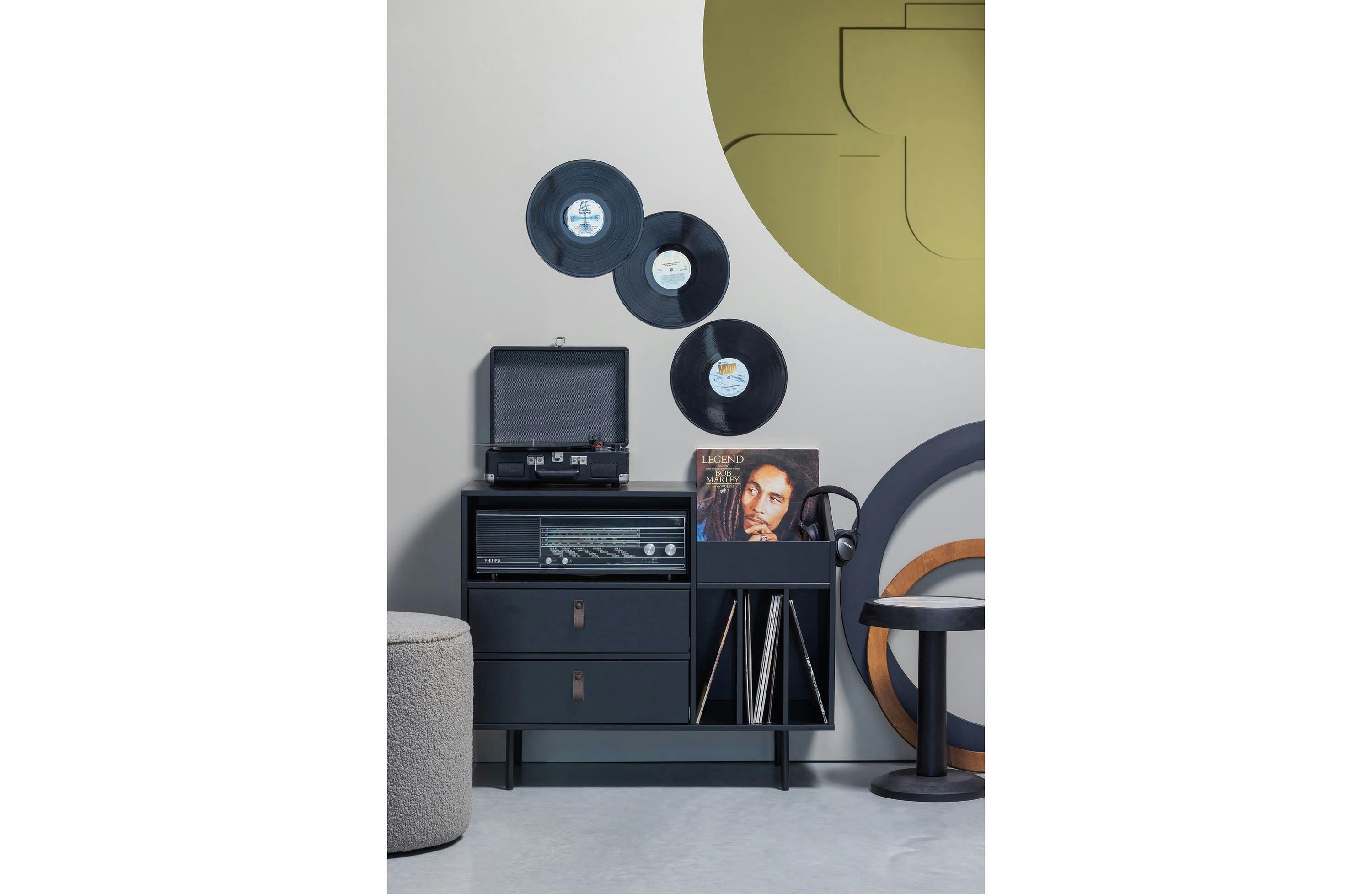 JACKSON - Armoire 2 tiroirs en bois noir