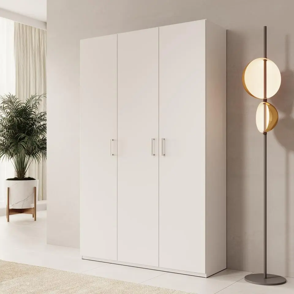 Meubella - Havron - Kledingkast 3 deurs - Wit - 133x42x211 cm