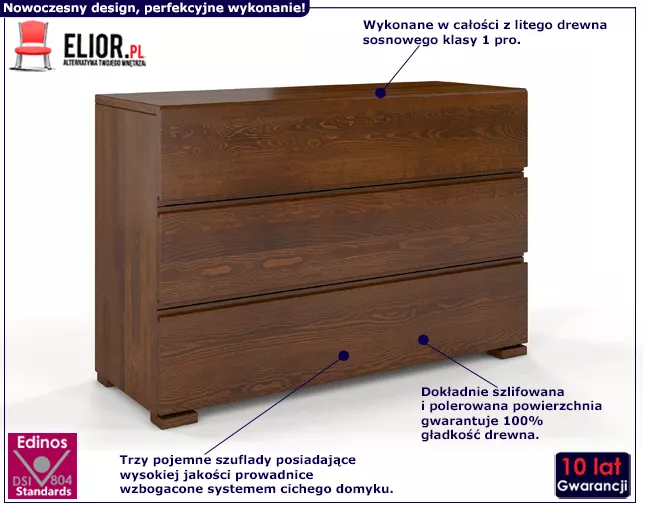 Komoda drewniana z szufladami Verlos 2S - Orzech