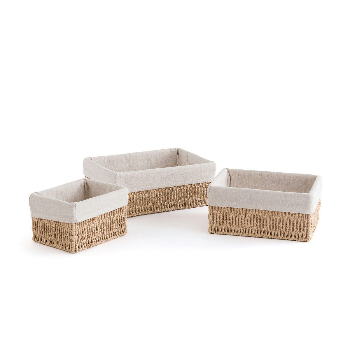 Lot de 3 paniers en corde de papier, Papeli
