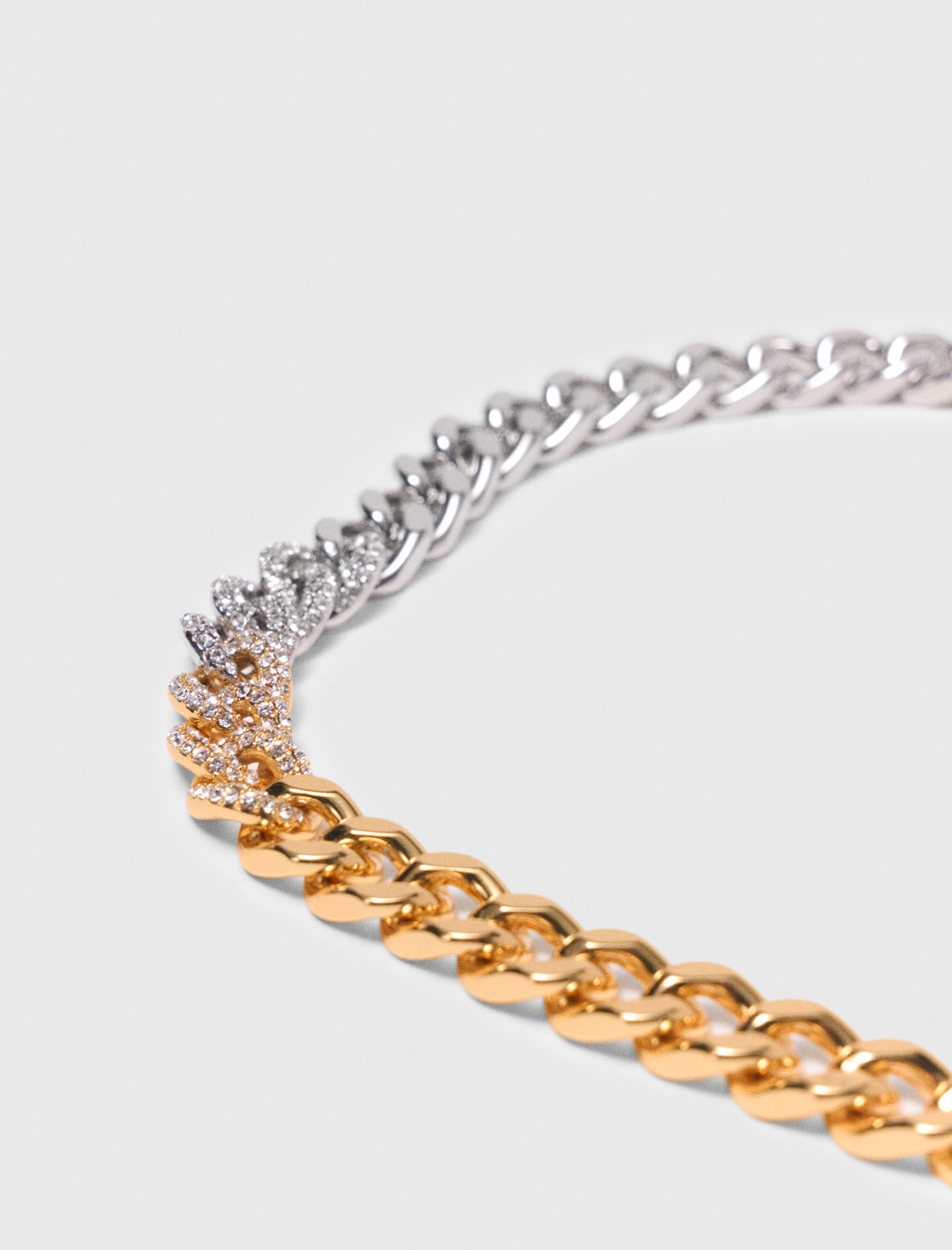 Collier maillon bicolore à strass