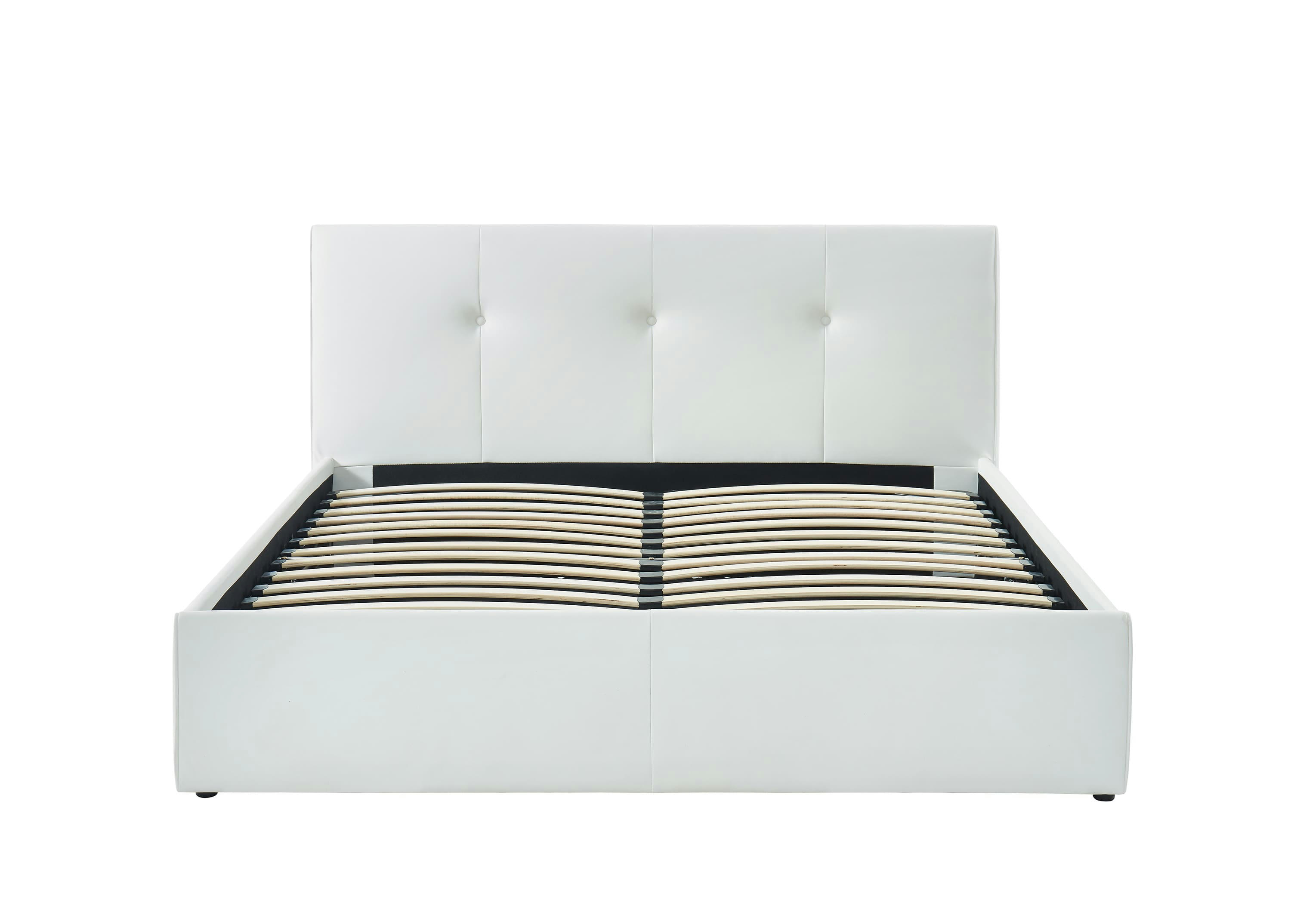 SEGURO - Lit coffre   simili blanc  140x190 sommier inclus