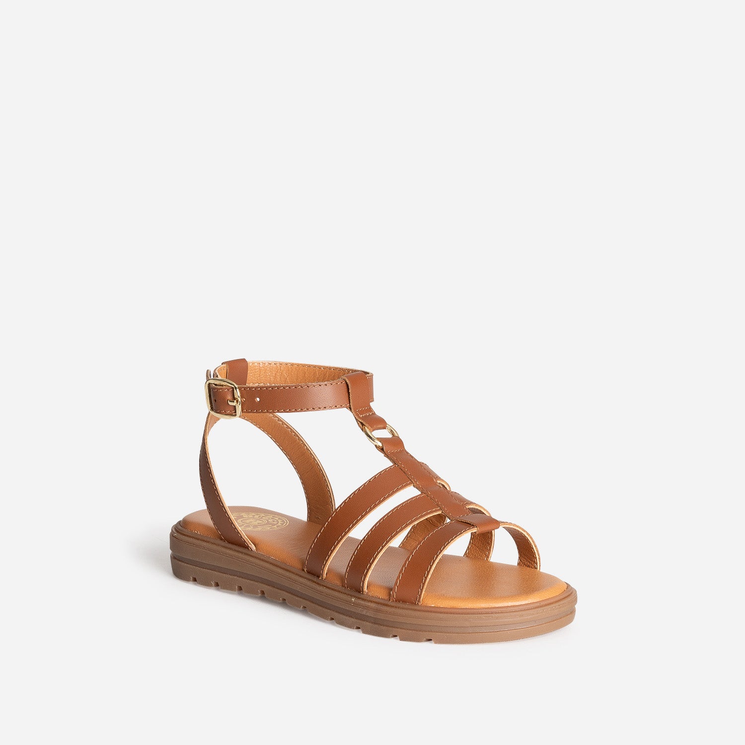Sandale spartiate BUGGY camel en cuir