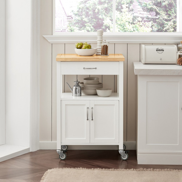 SoBuy Wózek kuchenny z szufladą Biały 60x44.5x91.5cm Funkcjonalny FKW22-NW