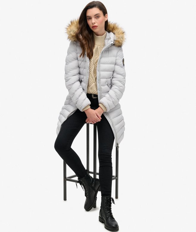 Fuji Faux Fur Hood Mid Length Puffer Coat