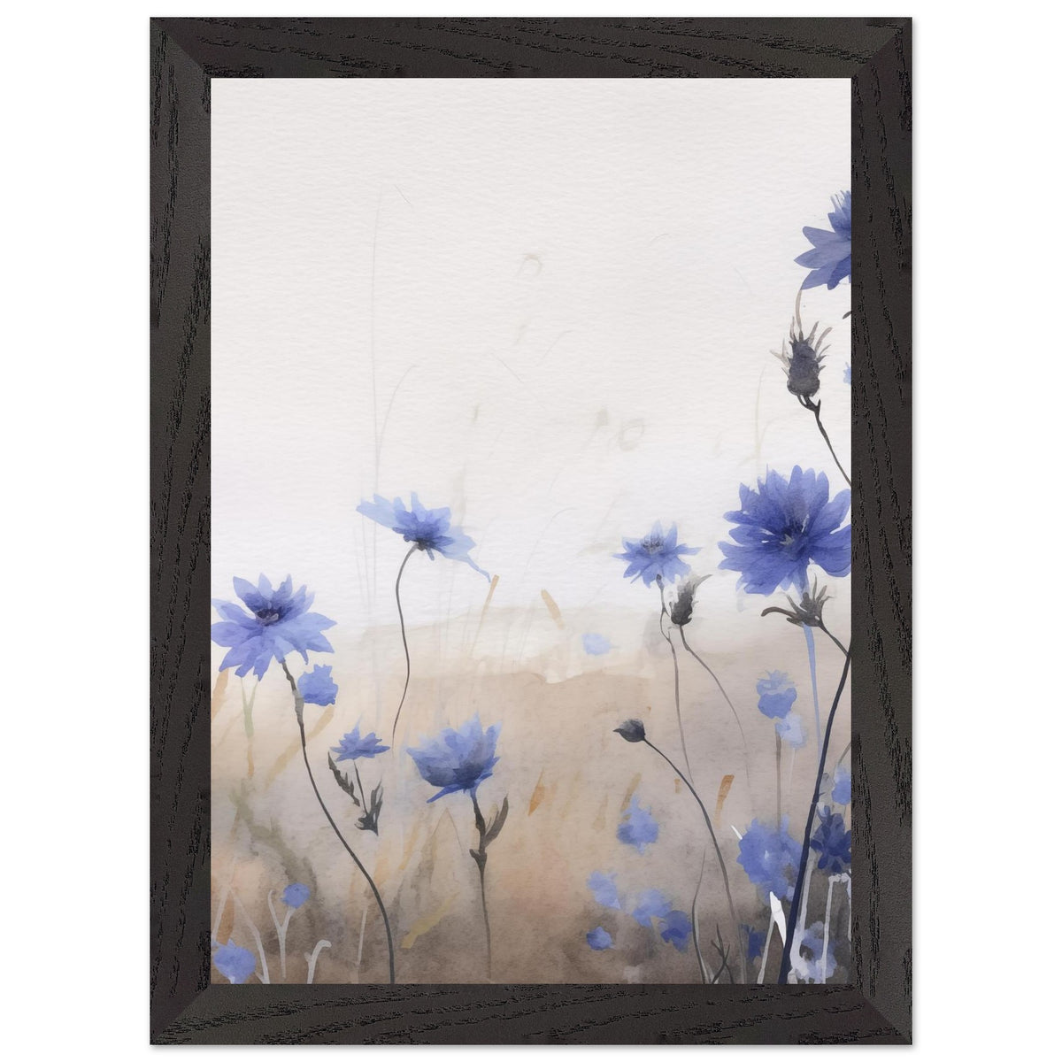 Artfulprints Poster met Lijst Flower aquarel 3  - A4 21x29.7 cm - Blauw