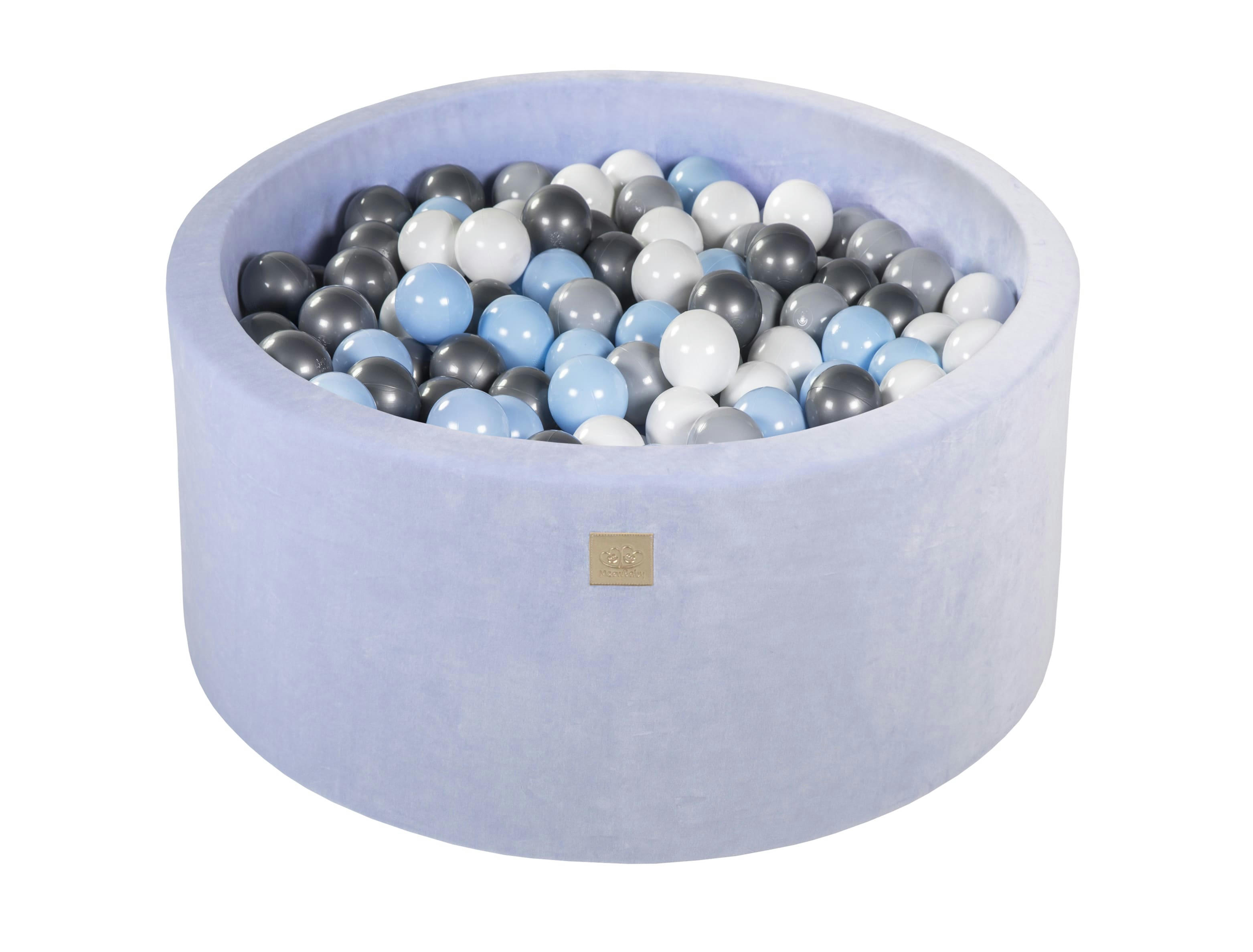 - Piscine Velours 90x40cm 300 balles BabyBlue Argent/Gris/Blanc/Babyblue