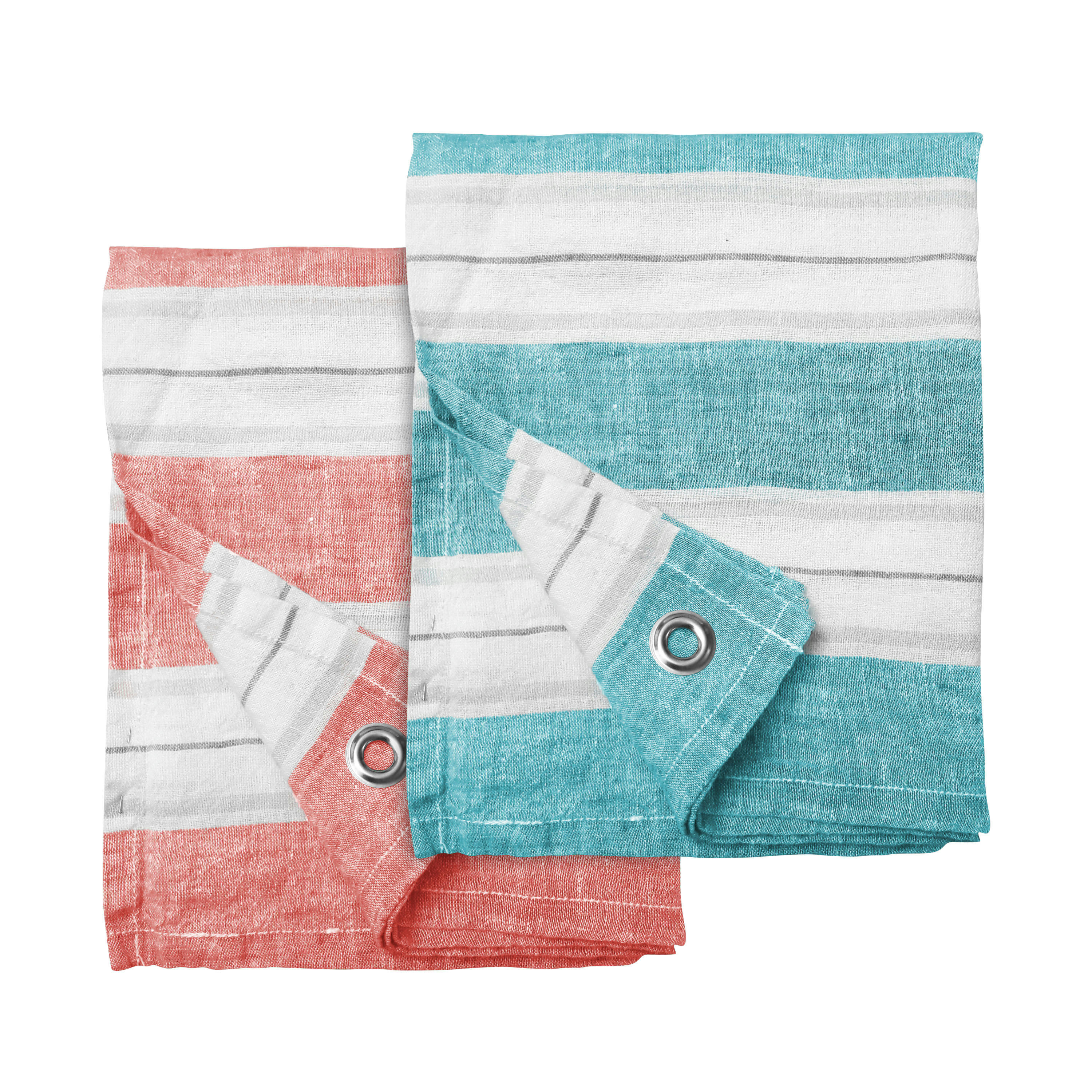 JEU DE RAYURES - Set de deux torchons en lin 47x70 cm Multicolore