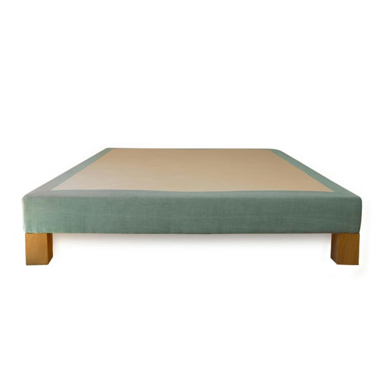VINTAGE - Sommier déco vintage menthe pastel lin et coton bio 140x190