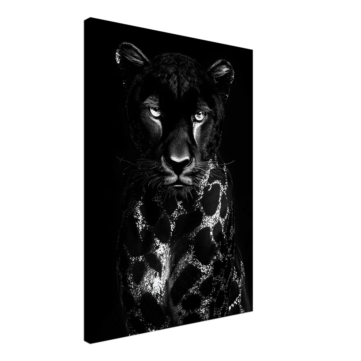 Artfulprints Canvas Panther portrait canvas - 50x70 cm - Zwart / Wit