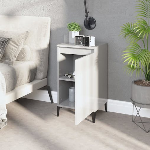 NNEVL Bedside Cabinets 2 pcs High Gloss White 40x35x70cm Engineered Wood