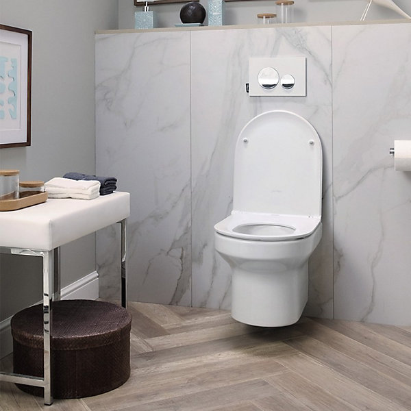 Pack WC suspendu sans bride Jacob DelafonElite   Bâti support wc Grohe   plaque de commande chromé