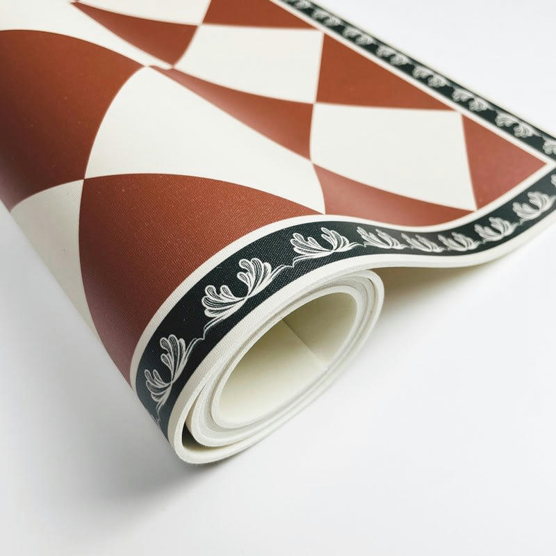 RETRO BRIQUE - Tapis Vinyle Médium bis l 50xL200cm Rouge Vintage