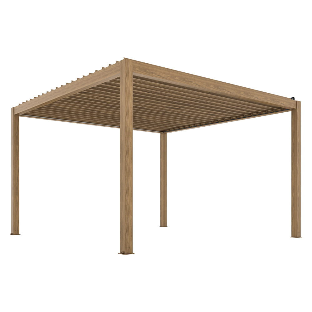 Pergola ogrodowa elektryczna Luxe 3x4m aluminiowa w kolorze drzewna