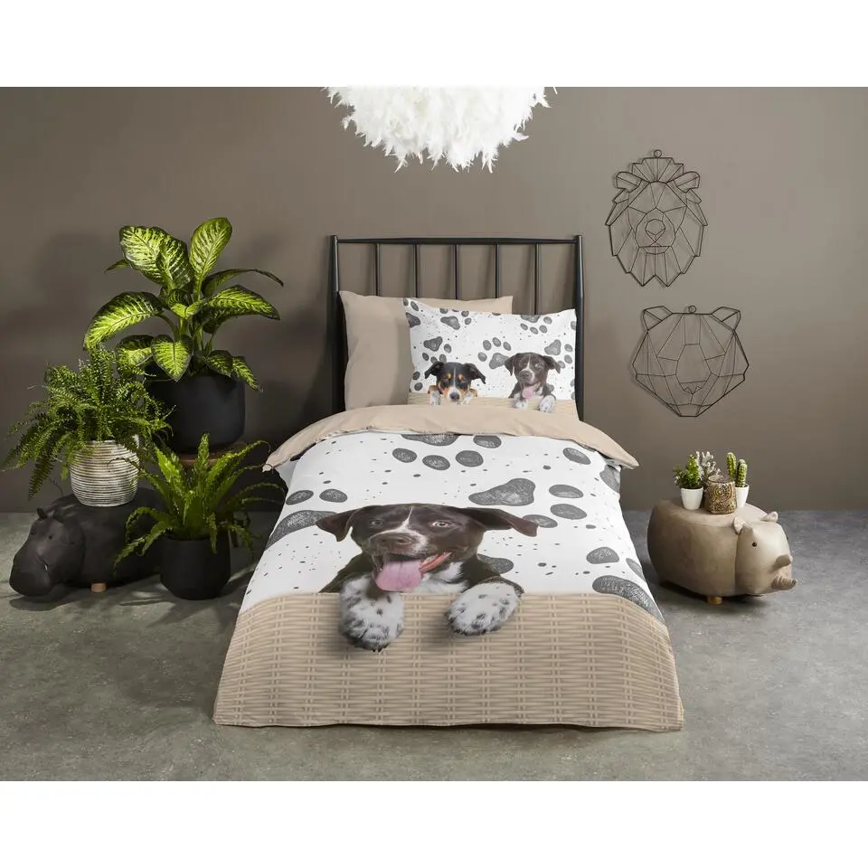 Pure dekbedovertrek hondje - 1 persoons 140x200/220 cm - Multi - Microvezel
