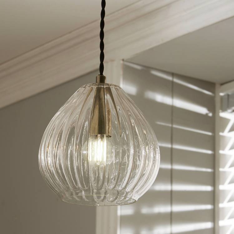 Pacific Ella Glass Teardrop Pendant Light - Brass