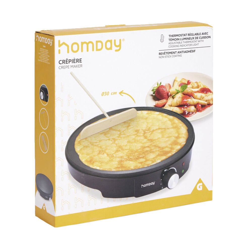 Crépière électrique en alu noir Ø30cm 1200W