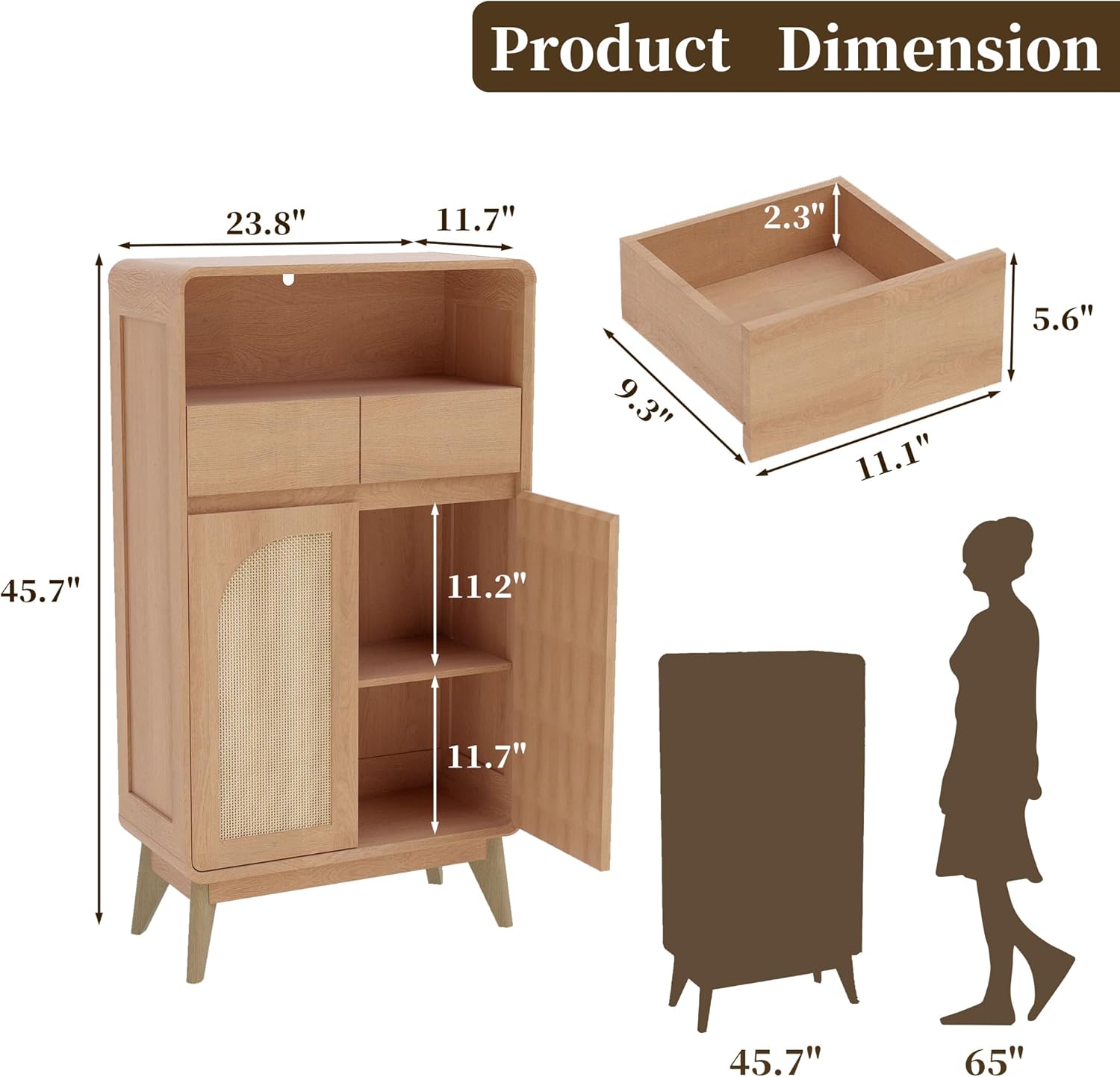 Kitchen Storage Cabinet, Buffet Cabinet with Doors and Adjustable Drawers, Modern Accent Sideboard Coffee Bar Cabinet for Living Room, Dining Room, Entryway, Oak