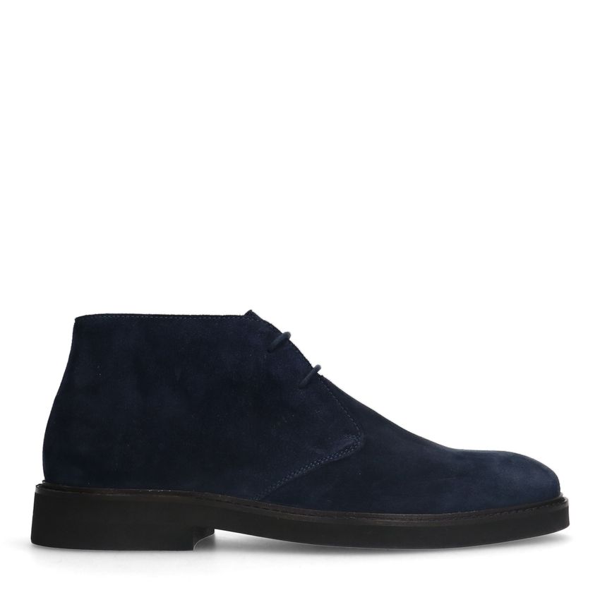 Manfield Donkerblauwe suède veterboots