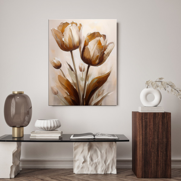Feeby Obraz na płótnie, Tulipany Bukiet Kwiaty w sepii 40x60