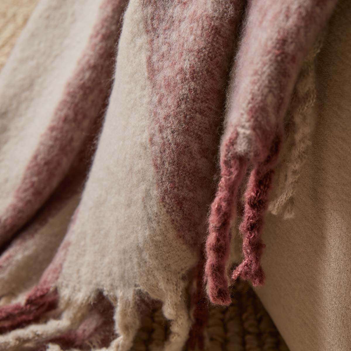 Mocka Stripe Throw Blanket - Raspberry and White Chocolate