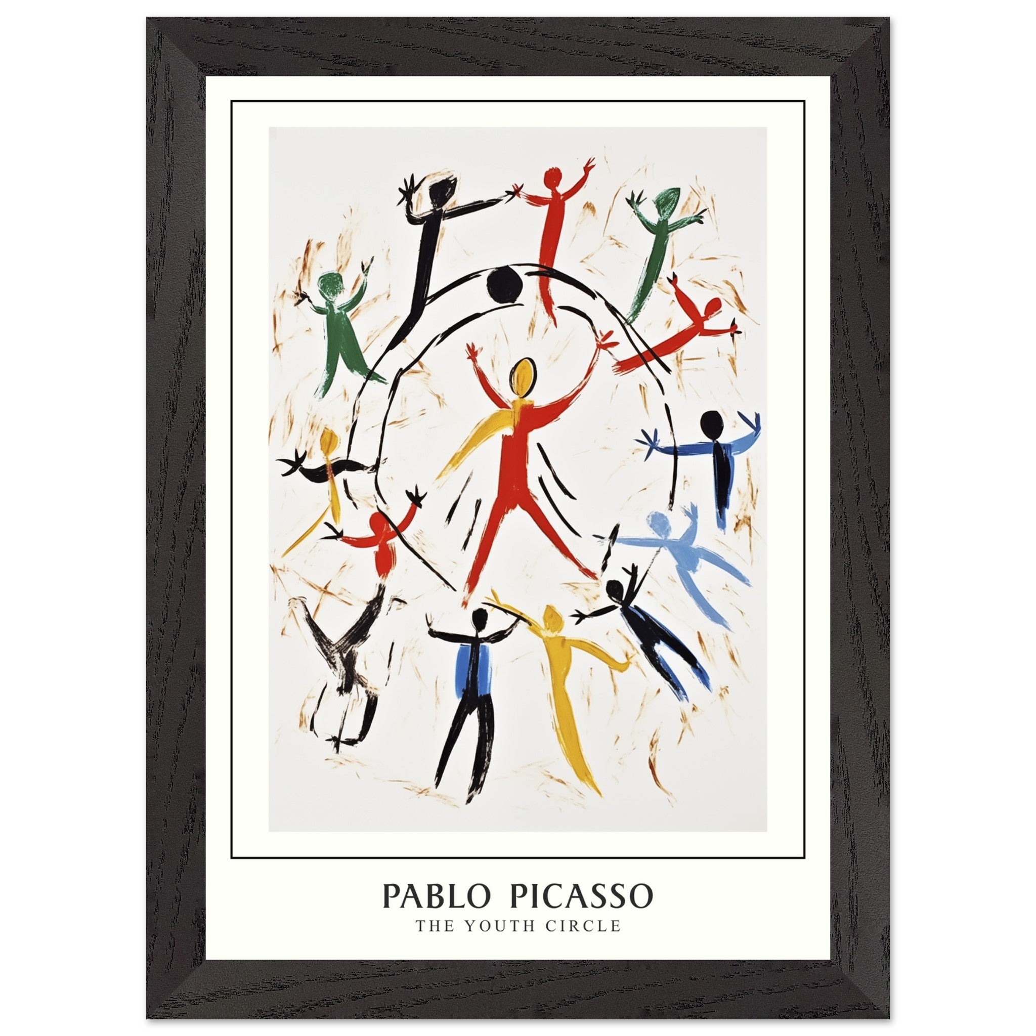 Artfulprints Poster met Lijst Pablo Picasso - The youth circle  - A4 21x29.7 cm - Meerkleurig