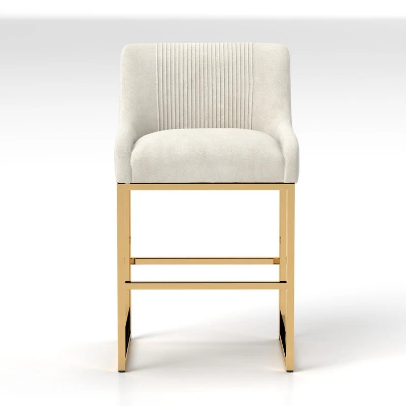 SEYNAR Mid-Century Modern Low-Back Velvet Bar Stools with Metal Frame (set of 2)