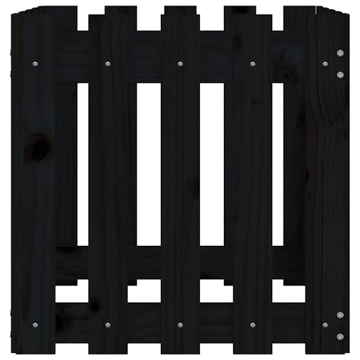 NNEVL Garden Planter with Fence Design Black 50x50x50 cm Solid Wood Pine