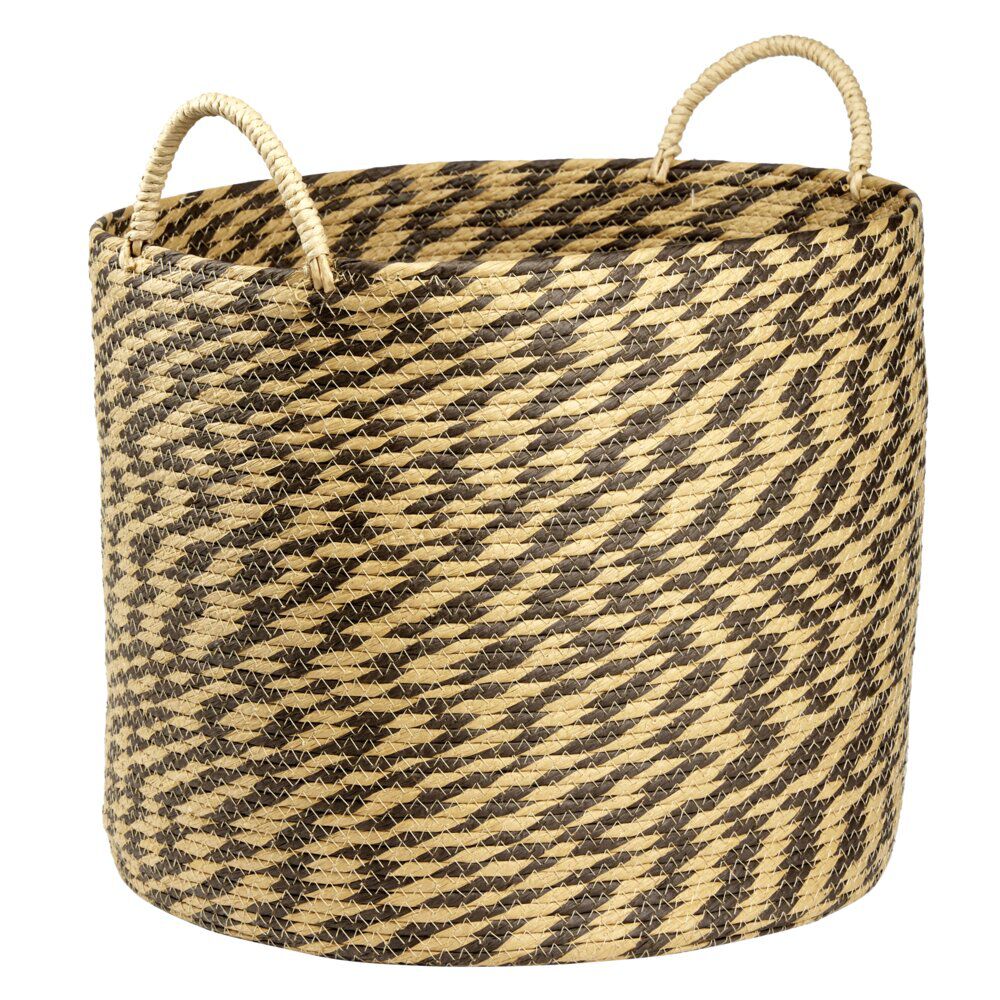 Panière ronde roseau et papier naturel noir Ø42xH35cm