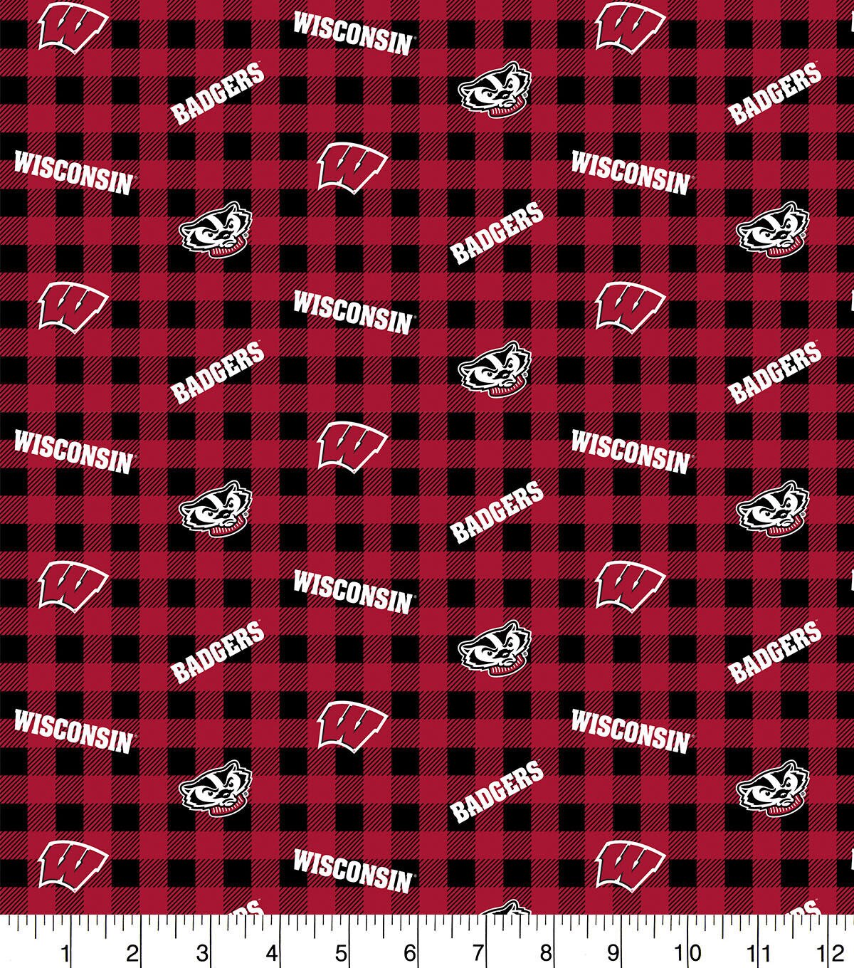 Wisconsin Badgers Flannel Fabric Checks
