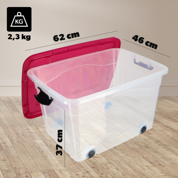 KADAX Pojemnik na kółkach 60L, różowy