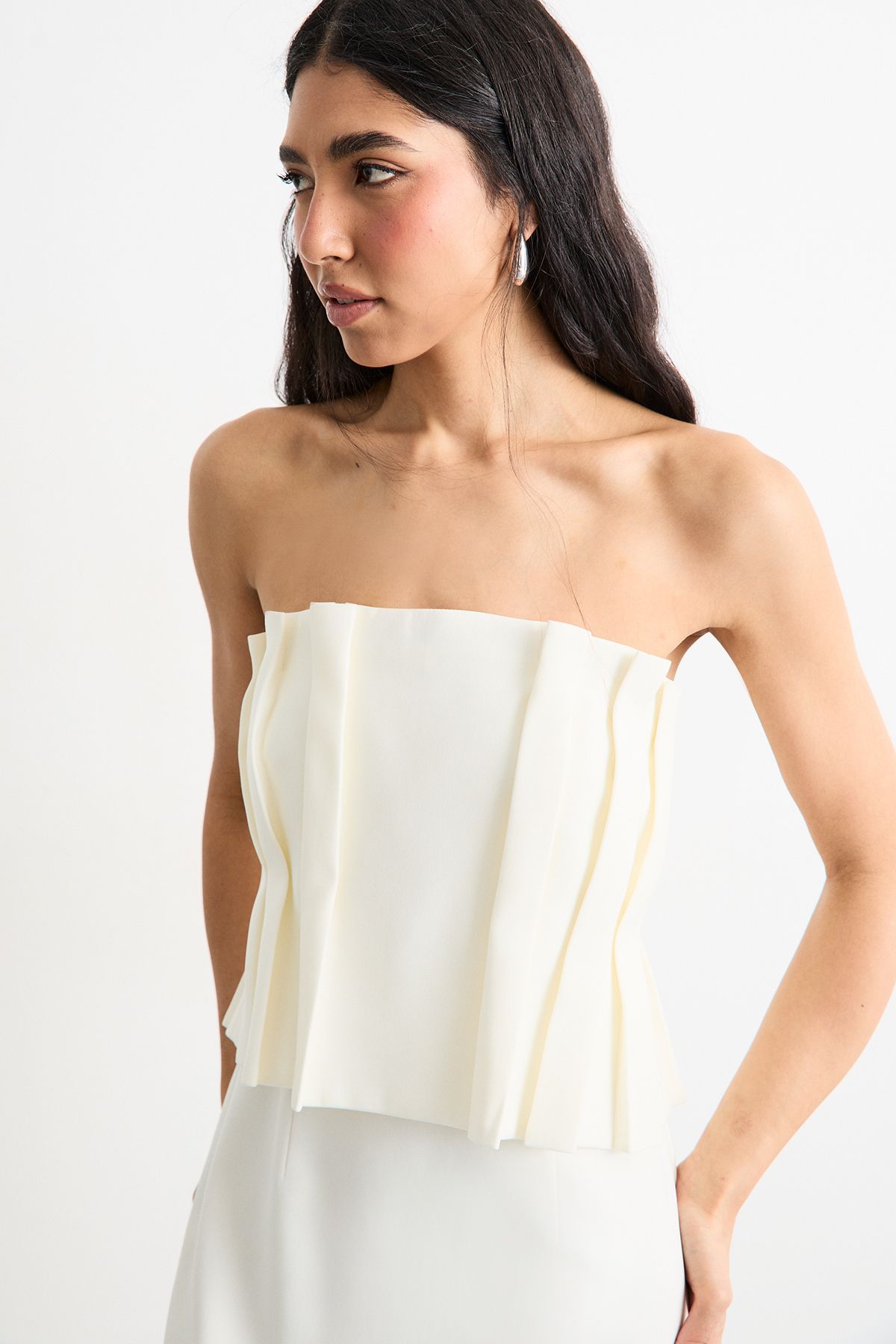 Warehouse Pleated Bodice Column Midi Dress