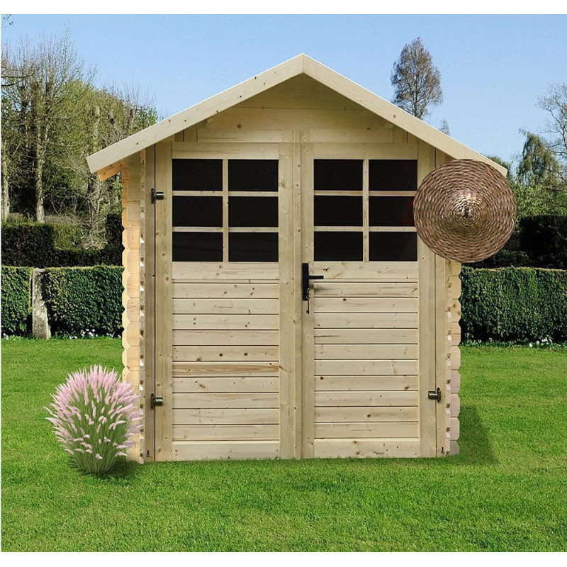 Abri de jardin en bois traité 28 mm 1,98 x 1,98 m SOLID