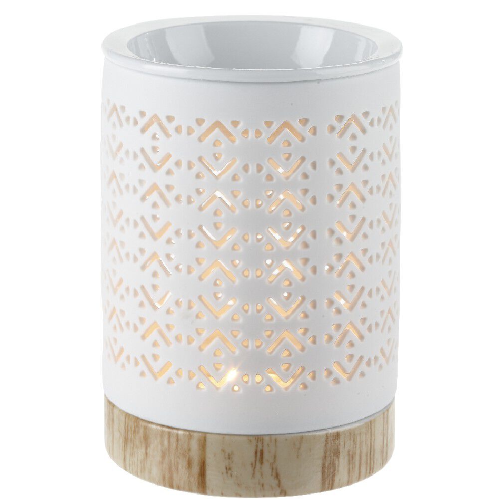 Br&ucirc;le parfum Mességué socle effet bois blanc et marron