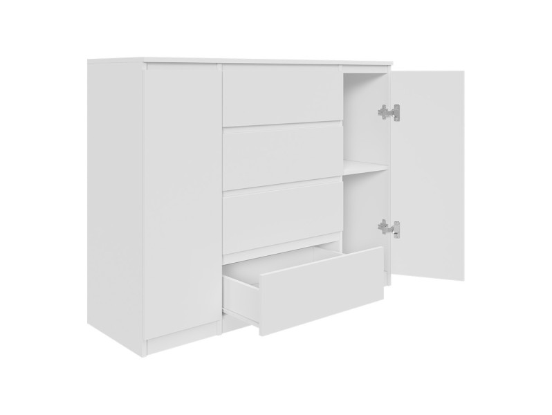 Komoda Biała 120 cm - 4 szuflady i 2 szafki