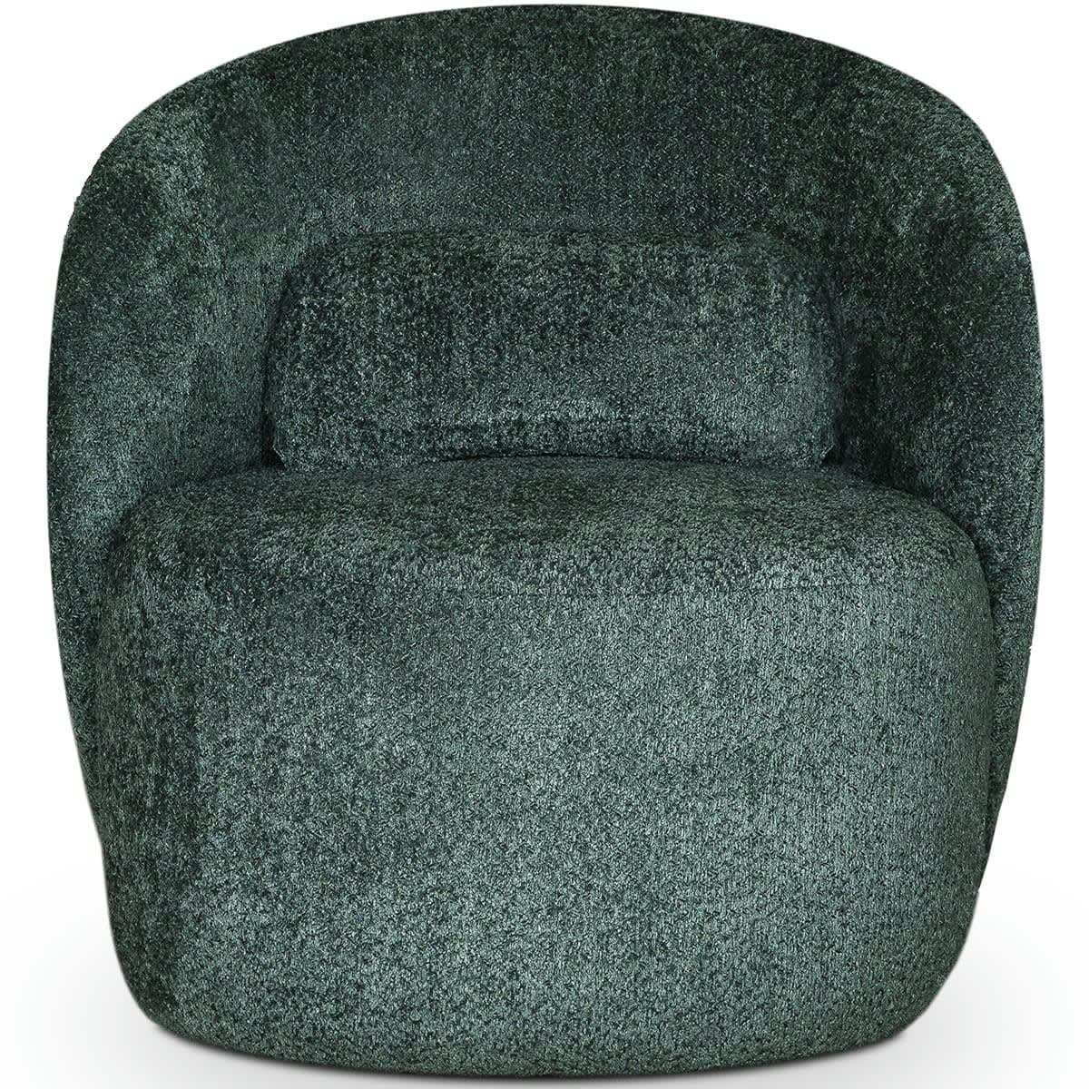 RONDO - Fauteuil en tissu bouclette vert foncé