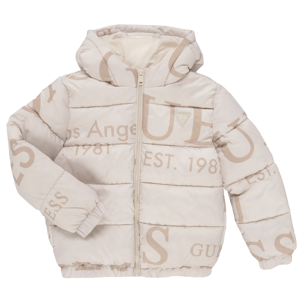 Guess - OVERSIZE HOODED LS PUFFER - Beige