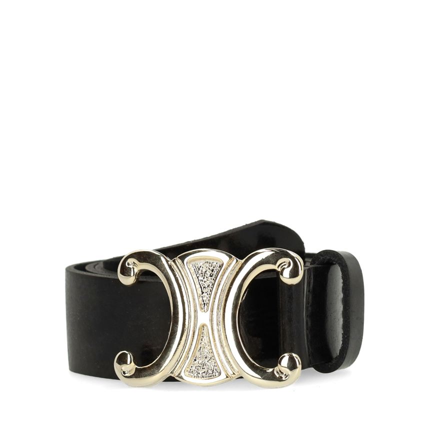 Manfield Zwarte leren dames riem