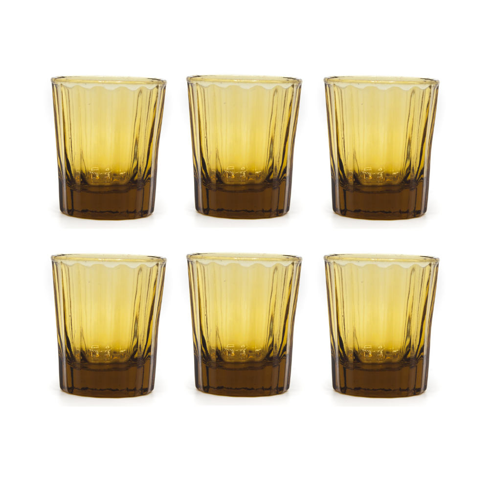 Brût Homeware espresso glas Reed - set van 6 - amber