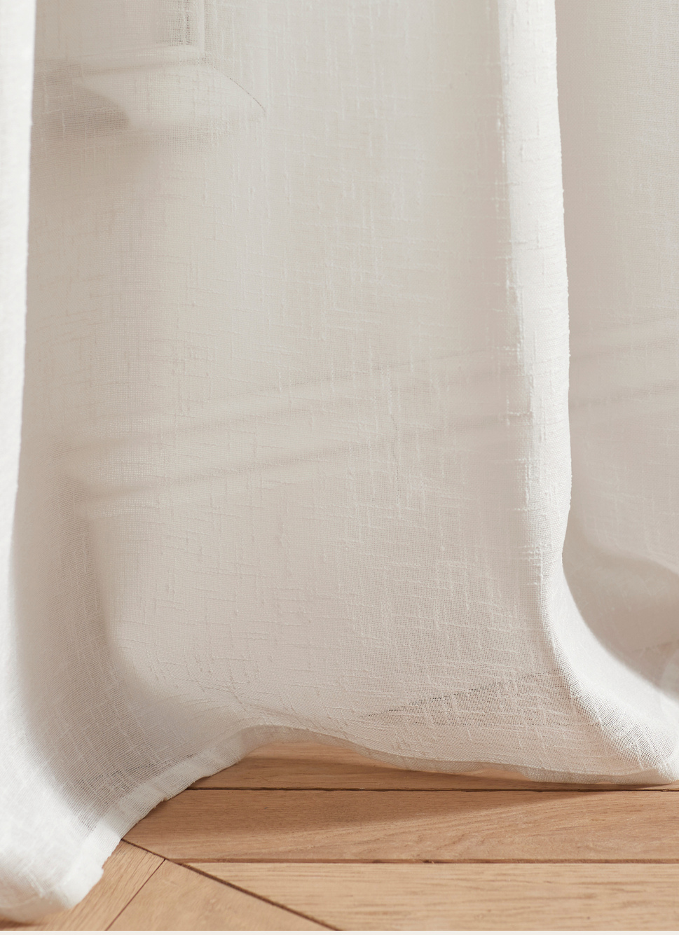 VOILAGE ÉTAMINE EFFET LIN FLAMMÉ BLANC