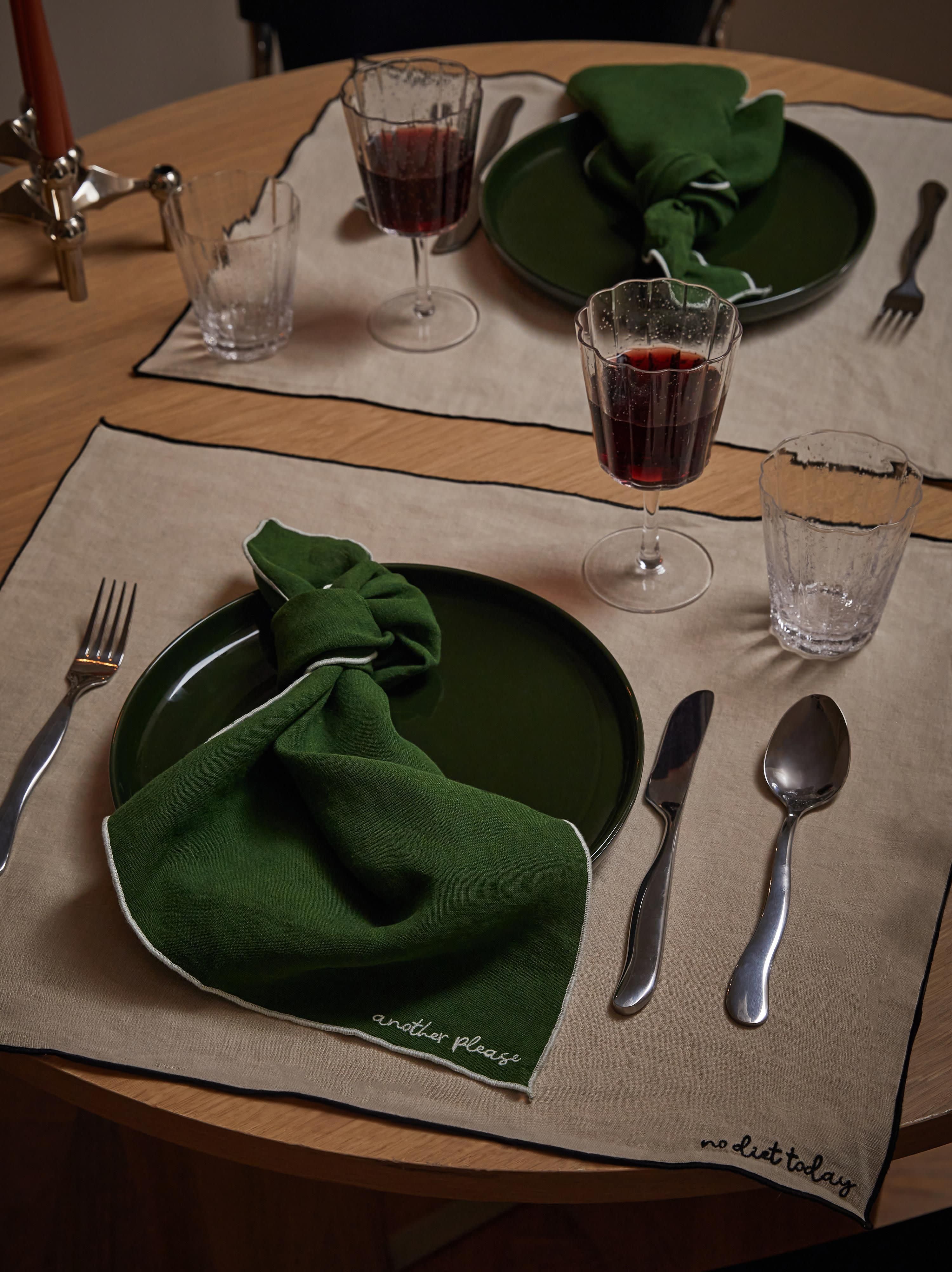 Bestickte Leinen-Tischsets Cosmo, 4er-Set