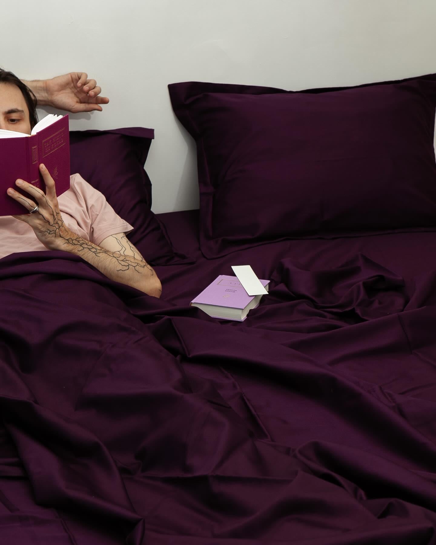 Plum Cotton Bedding Set, Handmade Organic Sateen Bedding with Zipper Closure, Unique Natural Bed Set, Premium Housewarming Gift