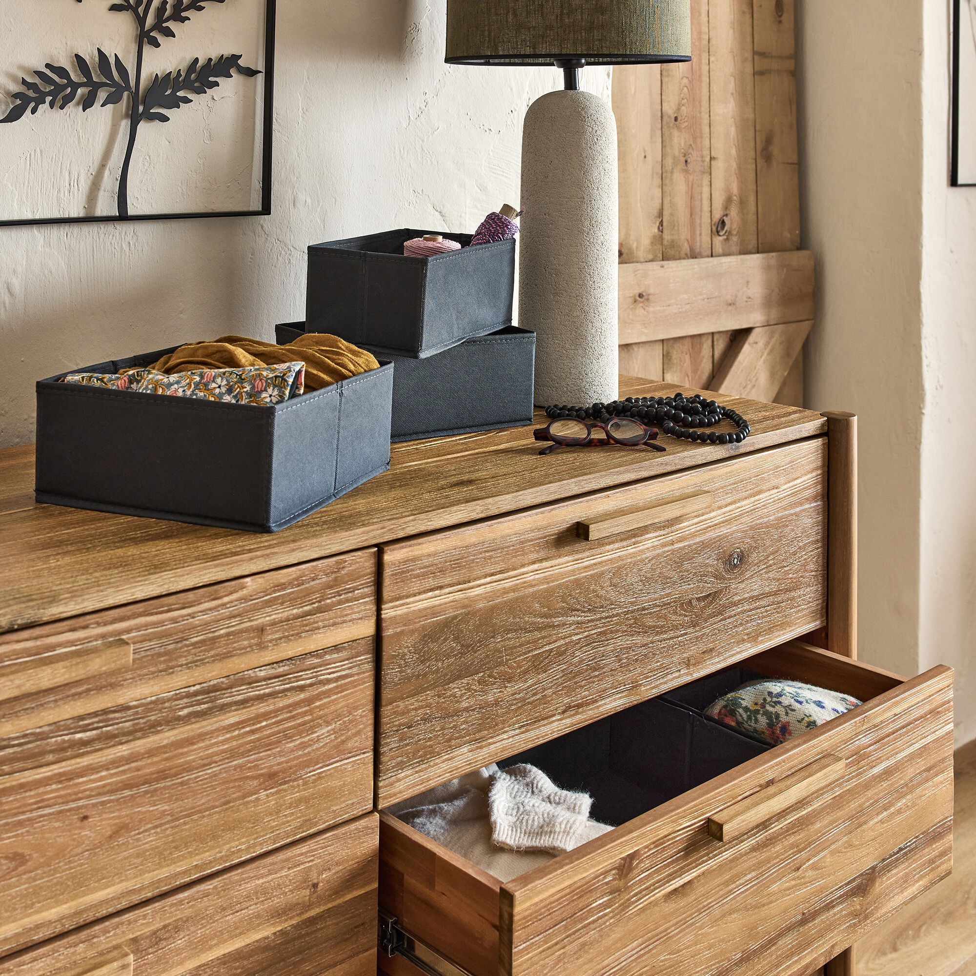 DIONIS - Lot de 5 paniers organiseur - gris