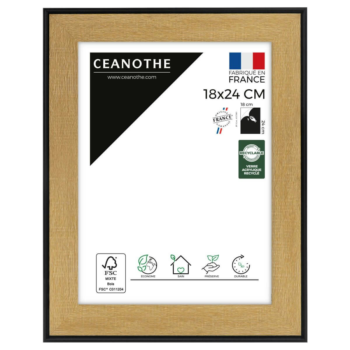 LOFT - Cadre photo marron et noir 18x24 cm résine recyclée