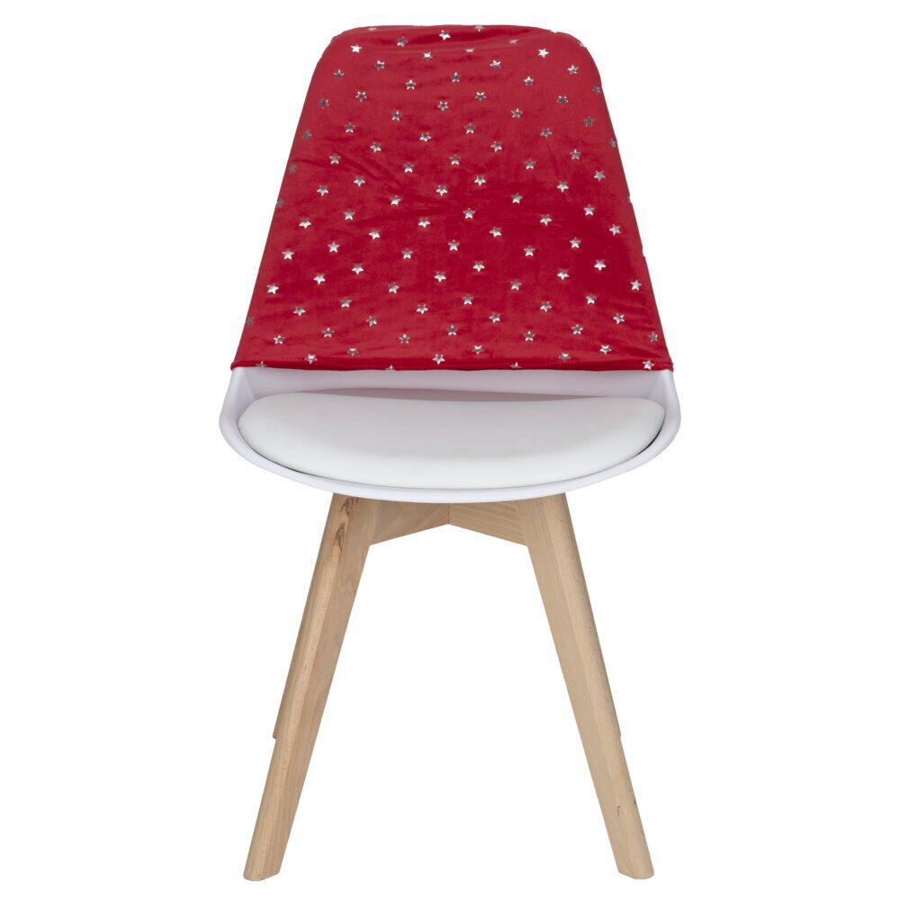 Housse de chaise No&euml;l à pois avec noeud amovible L40X50XH40 cm polyester (2 modèles rouge ou vert)