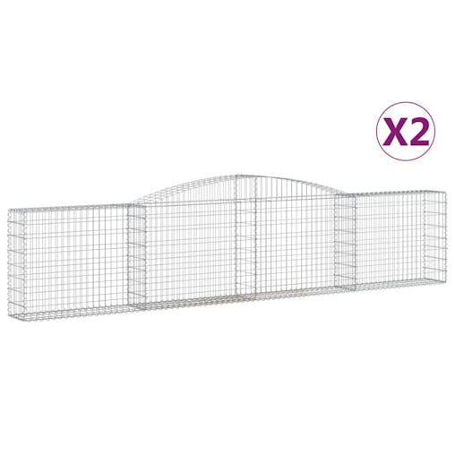 NNEVL Arched Gabion Baskets 2 pcs 400x30x80/100 cm Galvanised Iron