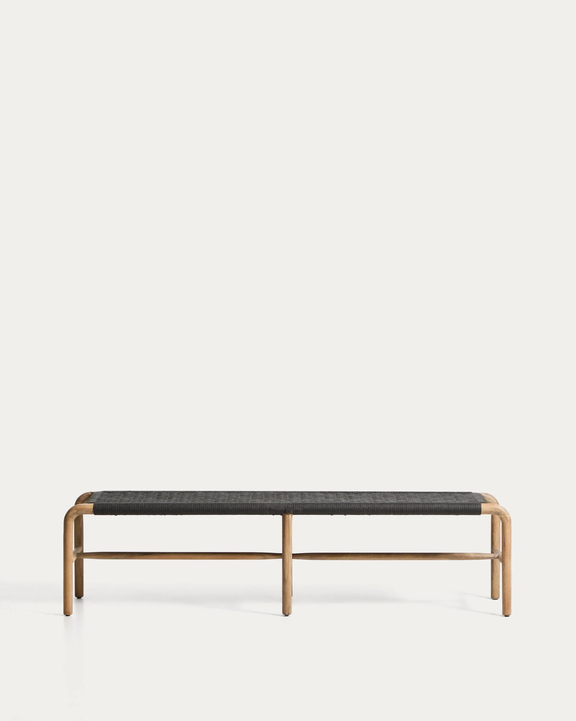 Alipa bench in FSC 100% solid acacia wood and dark grey rope cord 180 cm