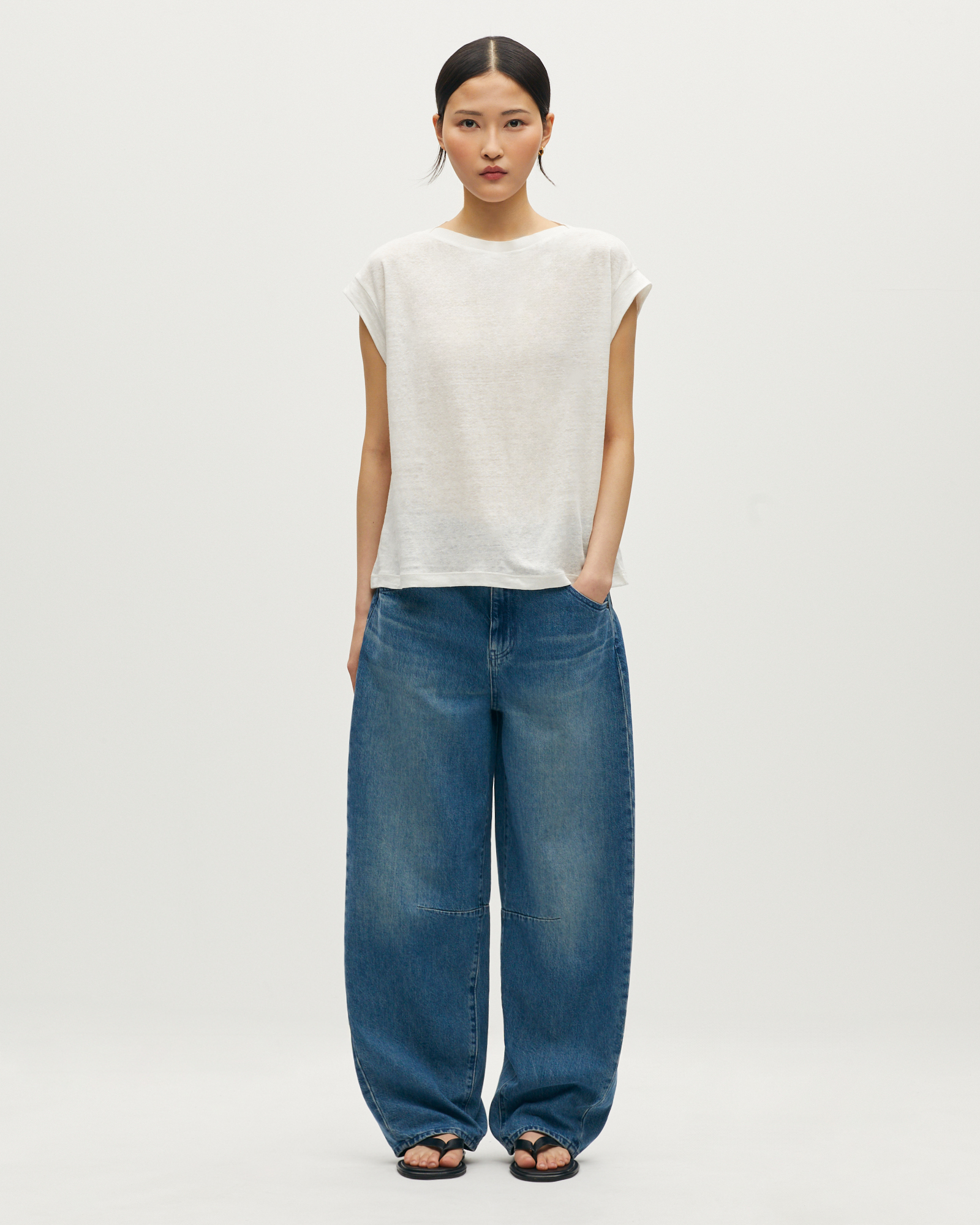 T-shirt boxy en lin KARO