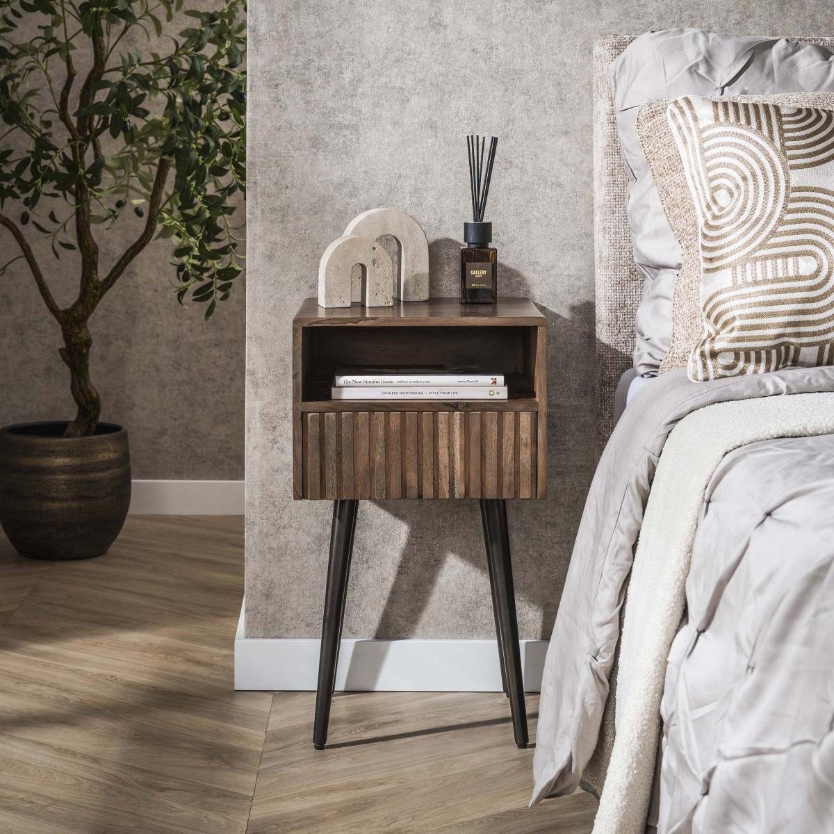 Fraaai - Marino nachtkastje - 1 lade en open vak - acaciahout