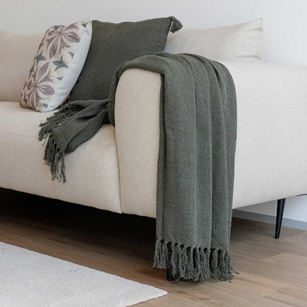 Manta CAPRI verde com franja 120x150cm